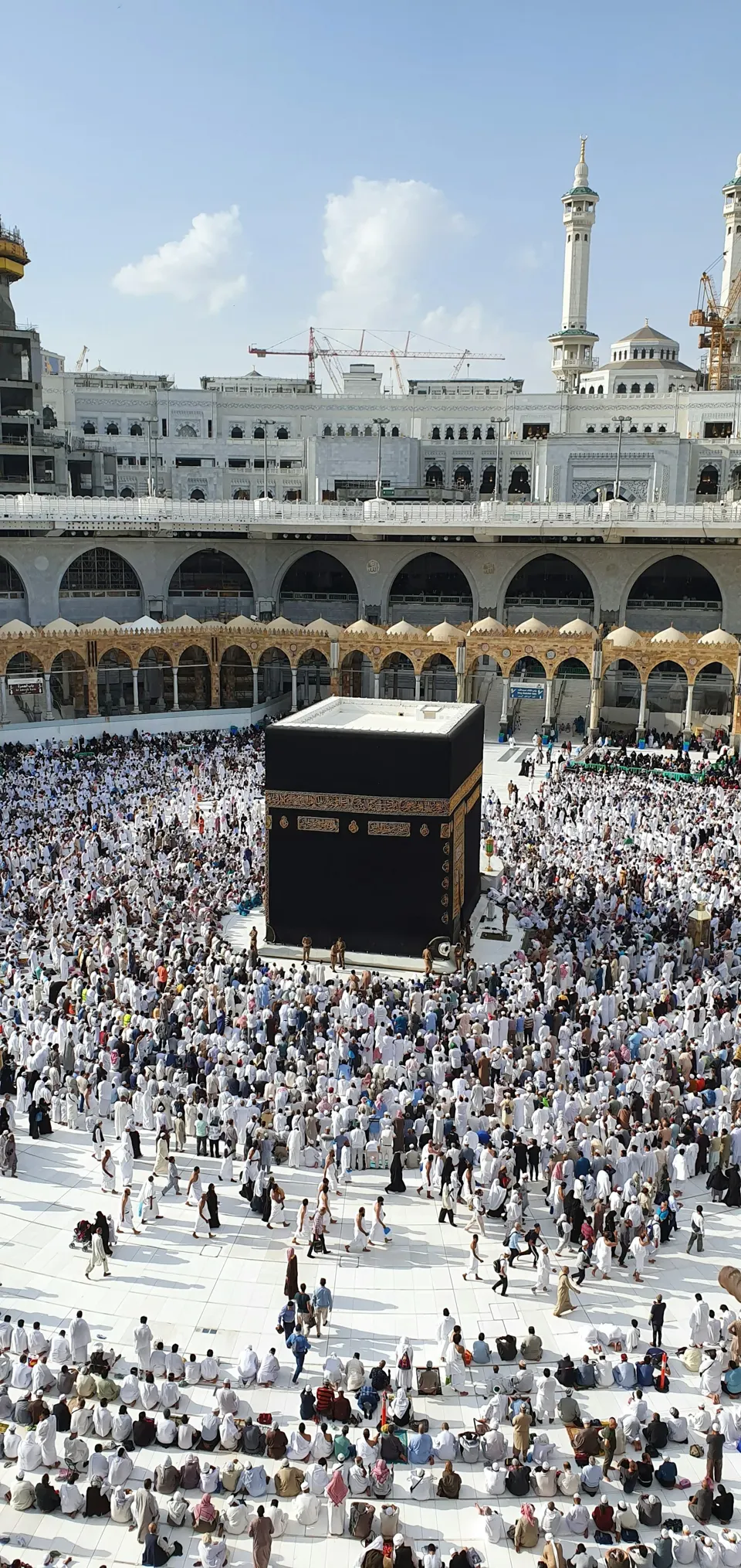 Pilgrims around the Kaaba in the courtyard of Masjid al-Haram, Makkah